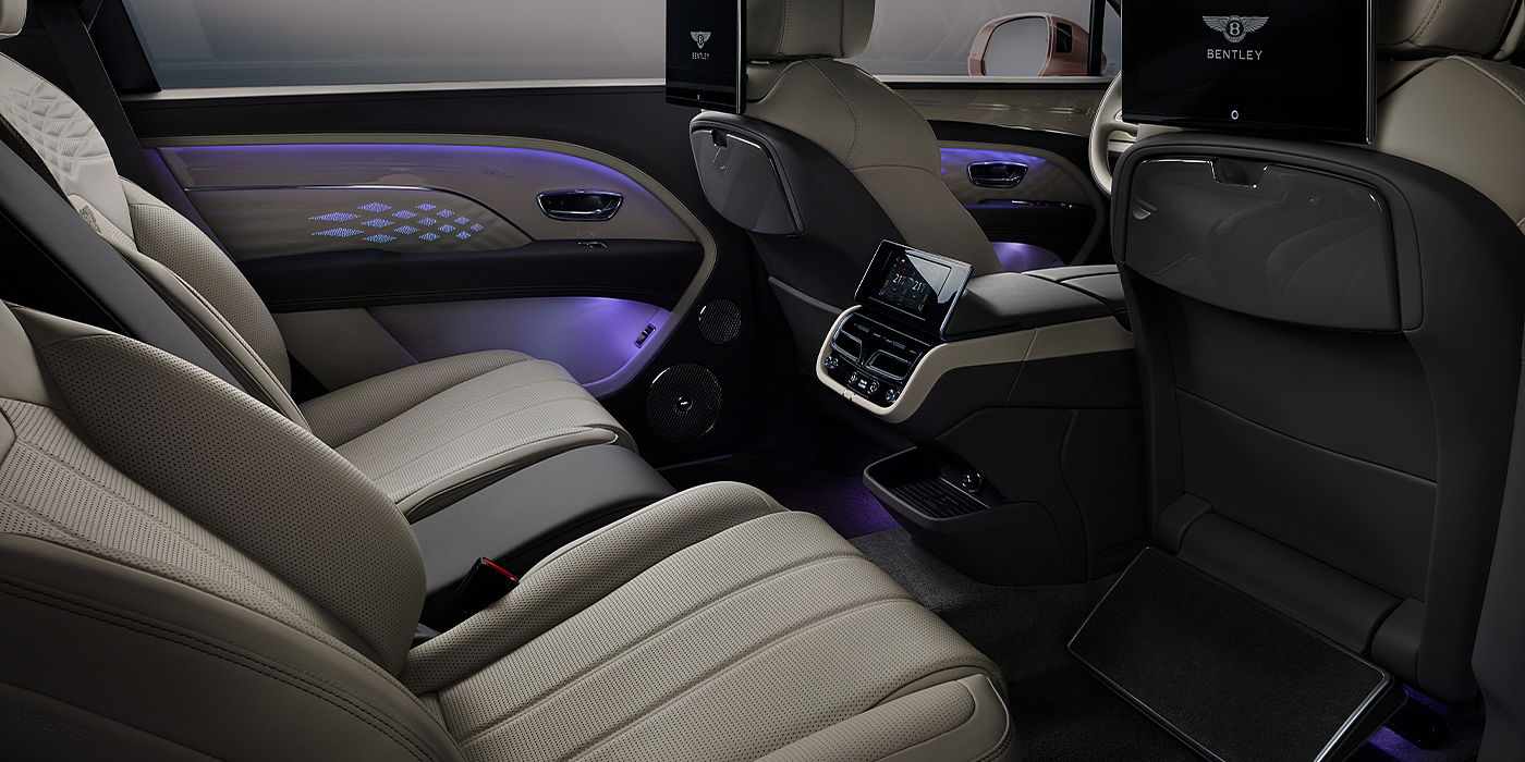Bentley Zug Bentley Bentayga EWB Azure SUV rear interior with Bentley Diamond Illumination