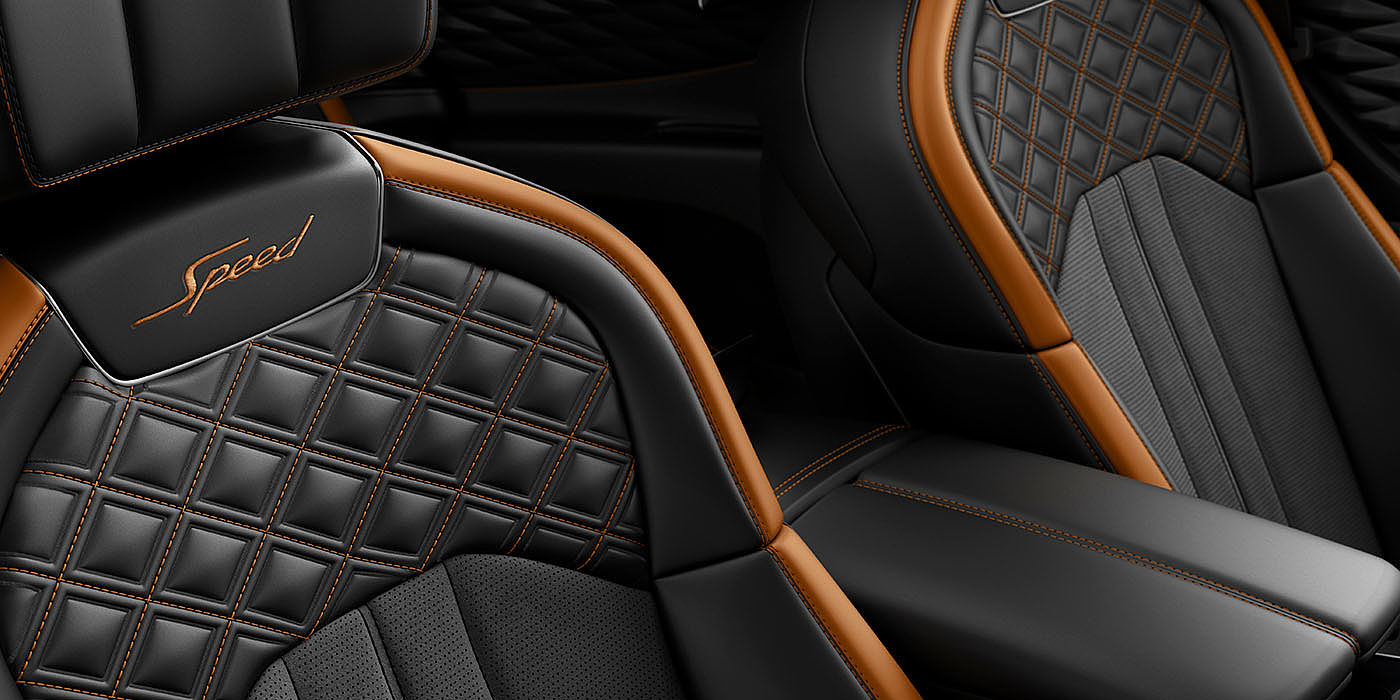 Bentley Zug Bentley Flying Spur Speed's front seats with detailed contrast stitching and Speed Emblems