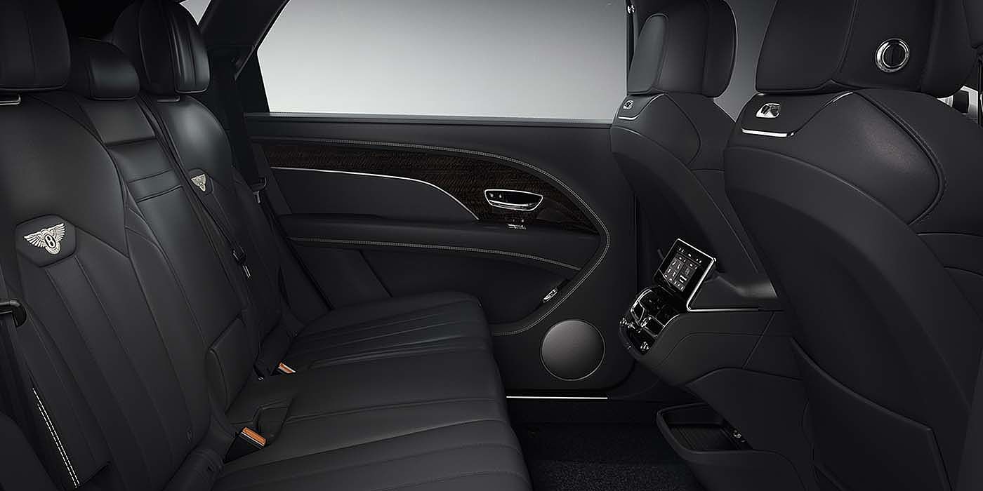Bentley Zug Bentley Bentayga EWB SUV rear interior in Beluga black leather