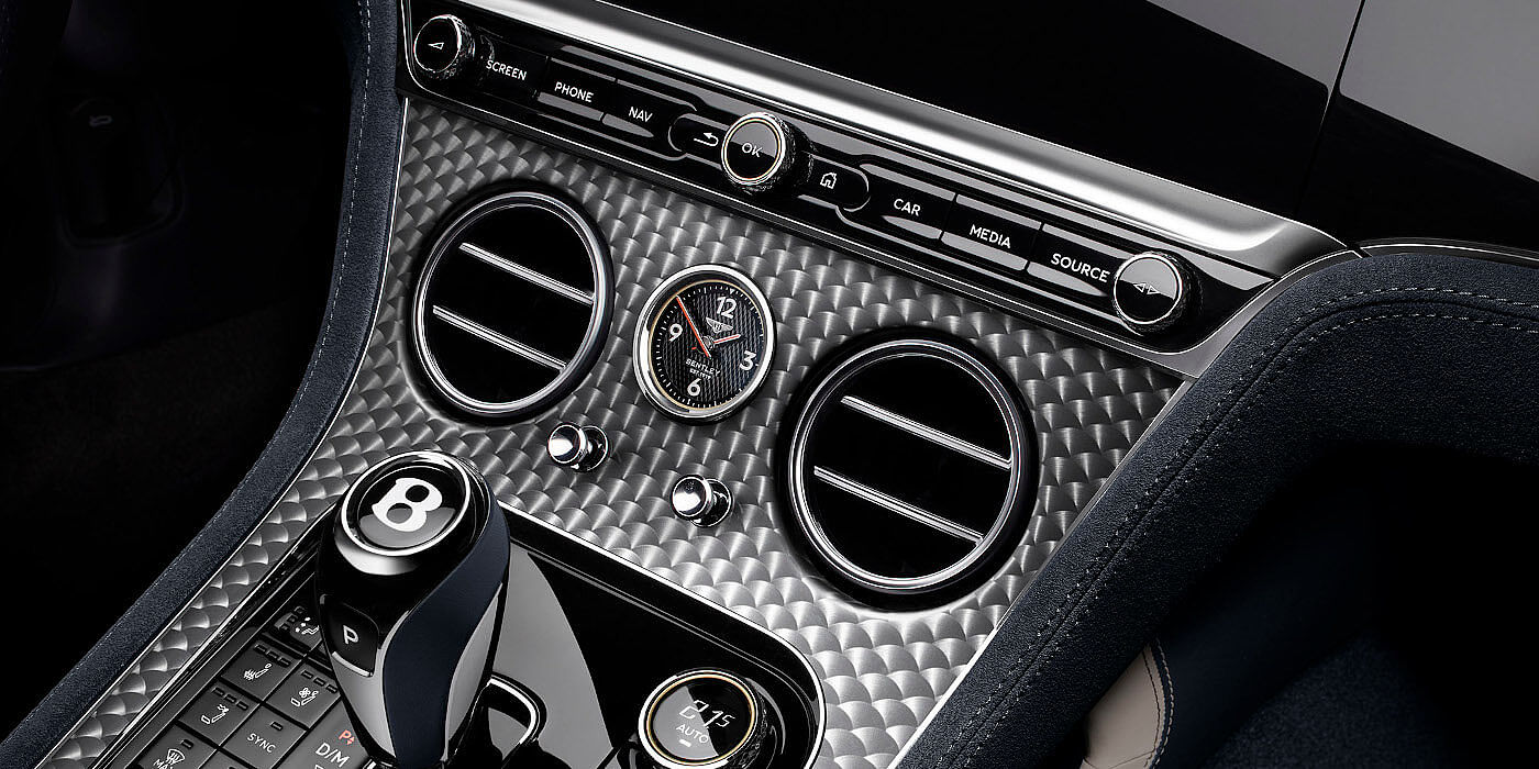 Bentley Zug Bentley Continental GTC Speed convertible front interior engine spin veneer detail