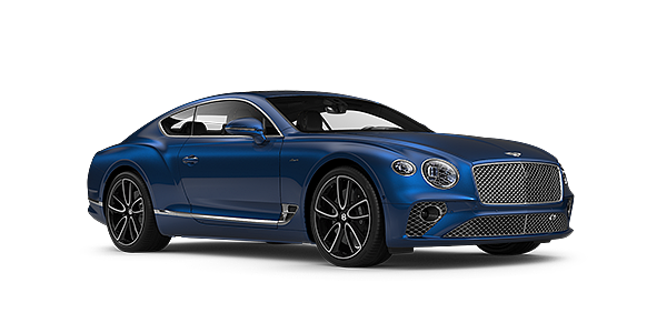 Bentley Zug Bentley GT Azure coupe in Sequin Blue paint front 34